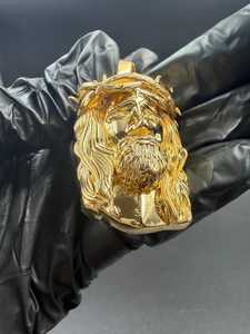 Colgante de Moissanita con Cabeza de Jesús, Joyería Religiosa Hip Hop, Plata 925 Bañada en Oro, Lujoso Colgante Cristiano para Rapper GCI - Product Image 2