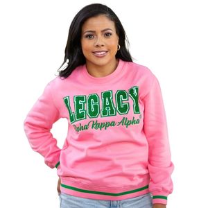 เสื้อสเวตเชิ้ต AKA Pink Legacy Varsity แบบยูนิเซ็กส์ คอกลม ลายตัวอักษรกรีก ผ้าฝ้ายพรีเมียม สวมใส่สบาย ทันสมัย - Product Image 1