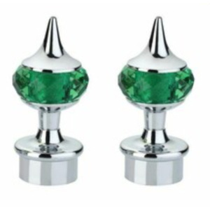 Handmade Single Art Deco <b>Curtains</b> Rod Brackets with Green Neon Crystal Knobs - Product Image 1