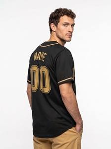Maillot de baseball noir et or pour homme, nom de l'équipe 00, maille polyester, boutons sur le devant, coupe classique, vêtements pour toutes les saisons - Product Image 4