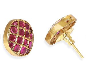 24K Gold Plated Ruby & Emerald CZ Studded Handcrafted Traditional Jewellery Set - Product Image 2