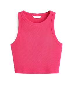 Women's Ribbed Scoop Neck Tank <b>Top</b> Solid Color High Quality Short Length Knitted Fabric Breathable Custom logo - Product Image 4