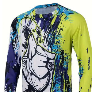 T-shirt de pêche pour homme à manches longues, col rond, léger, respirant, séchage rapide, en coton/fibre de bambou, facilement lavable, OEM, best-seller - Product Image 2