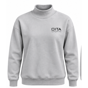 Light Gray Women High Neck Sweatshirt Long Sleeve Pullover Loose Fit Fleece Mock Neck Casual Winter Streetwear Fashion <b>Jumper</b> - Product Image 1