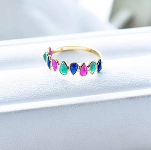 Anillo de Rubí, Zafiro y Esmeralda Natural en Forma de Lágrima Tricolor Majesty - Product Image 5