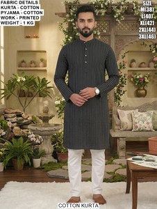 Kurta traditionnel pour homme en coton Raj Heritage, longueur au sol, pour les fêtes - Product Image 5