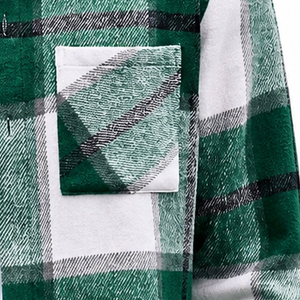 Chemise en flanelle brossée pour homme, 100% coton, boutons en corne, douce, chaude, respirante, manches longues, à carreaux, été, travail en plein air, décontractée - Product Image 5