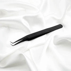 Pince à épiler Surtechs GJ-858 en acier inoxydable courbé, pointe de précision de 10 mm, surface lisse pour l'application sur les sourcils - Product Image 6