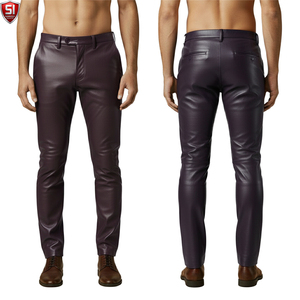 SUMROOS INDUSTRY Men's <b>Black</b> PU Casual Midweight Moto Pants Mid Waist Straight Fit Windproof Winter Biker <b>Trousers</b> <b>with</b> <b>Pockets</b> - Product Image 5