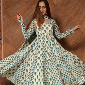 ชุดอานาร์กาลีสำหรับผู้หญิง พร้อมกางเกงและผ้าคลุมไหล่ ชุดสไตล์อินเดียดั้งเดิมทันสมัย เหมาะสำหรับใส่ลำลอง ทำงาน ใช้ในชีวิตประจำวัน และงานปาร์ตี้ - Product Image 1