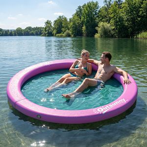 Piattaforma Galleggiante Gonfiabile Viola da 2,4 m per Laghi, Piscine e Oceani - Amaca Galleggiante, Galleggianti e Zattere, con Cuscino - Product Image 2