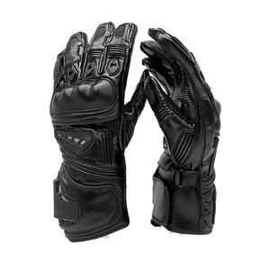 Gants de moto QASWA SPORTS Alpha Racing en cuir pleine fleur durables pour l'hiver, coupe-vent, respirants, avec fermeture auto-agrippante et compatibles écran tactile - Product Image 1