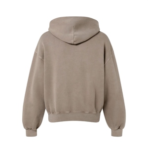 Sweat-shirt à capuche unisexe surdimensionné avec fermeture éclair, couleur unie, en molleton, décontracté, pour l'automne, coupe classique, en coton tricoté - Product Image 3