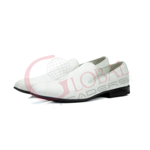 Mocassins rétro originaux pour hommes, chaussures plates à enfiler, en cuir fait main, couleur blanche. - Product Image 1