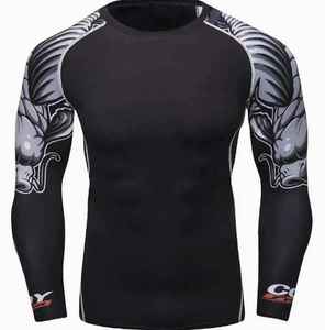 Rashguard OEM ODM Rash Guard Men Sublimation <b>Printed</b> Spandex Bjj Rash Guard Gym <b>Surfing</b> Diving Rash Guard - Product Image 3