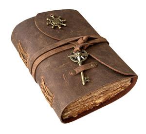 100% Genuine Leather Triple Moon Design With <b>Witch</b> Third Eye Journal Antique Handmade Notebook Blank Deckle Art Paper Spell Book - Product Image 2
