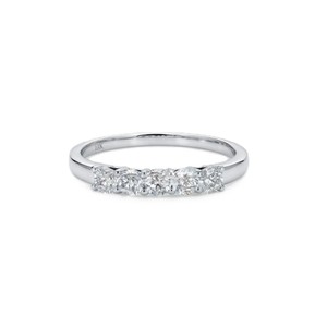 Elegante Anillo de Cinco Piedras de Diamantes Cultivados en Laboratorio, Banda de Media Eternidad, Certificado IGI, Oro Sólido de 9K, 10K, 14K, 18K, Anillo de Boda Apilable - Product Image 2