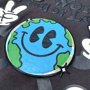 Sweat-shirt à capuche oversize pour homme en coton French Terry, imprimé dessin animé Terre, logo embossé sur le devant, style streetwear décontracté automne - Product Image 2
