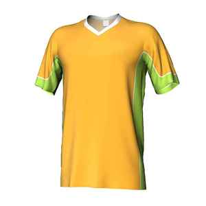 เสื้อฟุตบอลคอวีผู้ชายสีเหลืองเขียวแบบสั่งทำพิเศษ แขนสั้น ผ้าโพลีเอสเตอร์ 100% ระบายเหงื่อได้ดี ชุดกีฬาสำหรับผู้ใหญ่ - Product Image 6
