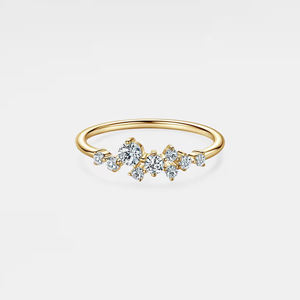 แหวนคริสเตียนทรงทันสมัยประดับเพชรคิวบิกเซอร์โคเนียแบบครึ่งวง ดีไซน์เรียบหรู ทำจากเงินแท้ 925 ชุบทอง 18K ไมครอน สามารถสวมซ้อนกันได้ - Product Image 4