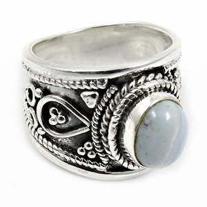 Anillo de Plata de Ley 925 Recién Llegado, Hecho a Mano con Piedra de Ágata Azul Natural, Joyería, Regalo Más Vendido para Ella, Anillo Boho de Diseñador - Product Image 1