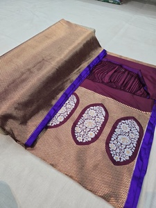 Sari de seda Banarasi exclusivo tejido a mano para mujer - Product Image 3