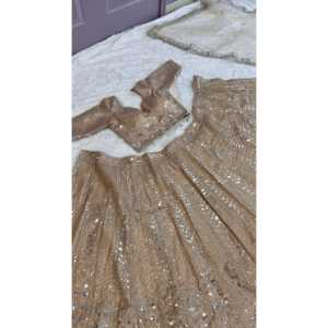 FB Beige Taille M Séquence & Dori Work Lehenga Choli Articles de fête - Product Image 3