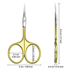 Ciseaux à cuticules en acier inoxydable, coupe-cuticules super tranchant et incurvé pour cuticules, peaux mortes, sourcils et cils, doré - Product Image 3