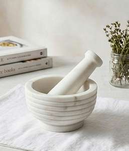 White Marble Mortar Pestle Set Natural Stone Heavy Duty Spice <b>Grinder</b> for <b>Herbs</b> Garlic Pepper Masala Bulk Supply - Product Image 3