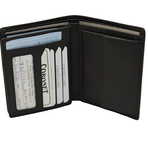 <b>Men's</b> Genuine Leather Bifold <b>Wallet</b> Slim Fold Closure <b>Black</b> Minimalist Design Daily Use RFID Feature Cute Card Holder Coin - Product Image 3