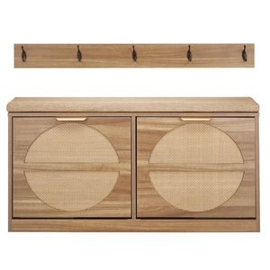 38.9x9.4x19.7 pollici panca portaoggetti per scarpe con ingresso in Rattan con cassetto a fogli mobili - Product Image 1