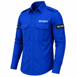 Chemise d'uniforme de gardien de sécurité à manches longues, bleue, en polyester et coton, pour hommes, toutes saisons, vêtements de travail, uniforme de bureau, chemises à manches longues - Product Image 5