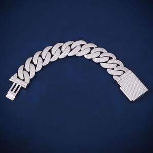 Pulsera de Cadena de Diamantes de Plata 925 para Hombre, Corte Brillante Redondo, Micro Pavé, Joyería de Uso Diario - Product Image 2