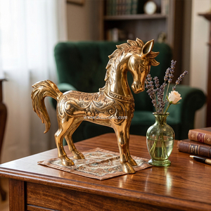 Figura de Caballo de Latón Estilo Antiguo, Escultura Animal Hecha a Mano de Lujo para Decoración del Hogar y Exhibición Interior - Product Image 2