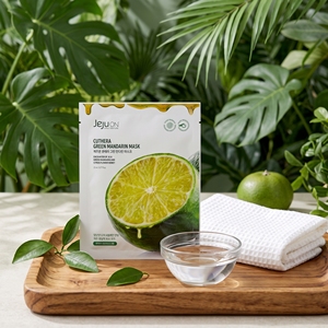 JEJUON Cuthera Green Tangerine - Mascarilla Facial con Ácido Hialurónico, 23 ml x 8 unidades |   Vitamina C de Jeju, Vegano, Iluminador, K-Beauty, Tencel - Product Image 1