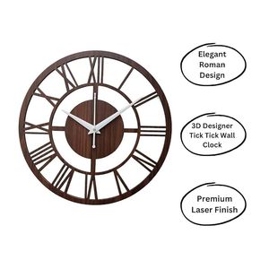 Reloj de Pared de Madera Estilo Art Deco, con Números Romanos, Cuarzo Analógico, Redondo, Decorativo, para Sala de Estar u Oficina - Product Image 1