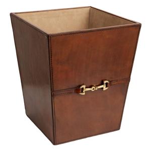 Poubelle au sol en cuir véritable style Gold Horse Bit, facile à déplacer, écologique, prix abordable - Product Image 1