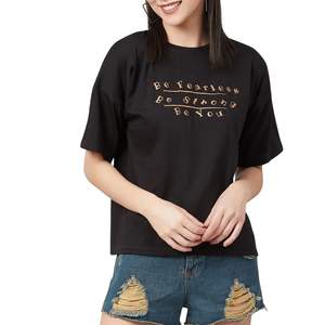 Camiseta Gráfica Personalizada para Mujer, 100% Algodón, Manga Corta, Corte Regular Informal, Transpirable, Ecológica, Venta al Por Mayor OEM - Product Image 1