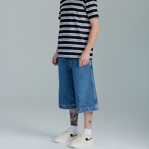 Pantalones Cortos Bermuda de Mezclilla de Algodón Sólido para Hombre, Cintura Media, Cierre con Botones, Tejido de Lona Transpirable - Product Image 5