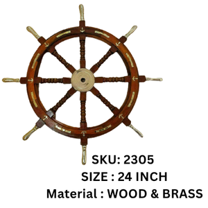 Wooden Ship Wheel <b>Wall</b> Decor Nautical Steering Wheel Model Polished <b>Round</b> <b>Wall</b> Hanging 4 Inch Home Office Decor - Product Image 2