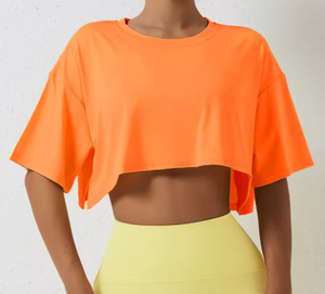 T-shirt de sport pour femme en coton, coupe ample, manches courtes, idéal pour la gym, le yoga, la course à pied et le fitness - Product Image 4