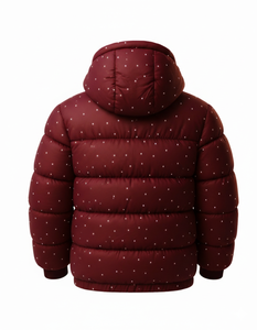 Blouson matelassé à capuche bordeaux pour homme – Manteau d'hiver léger style streetwear décontracté et chaud – Vente en gros - Product Image 3