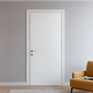 Porte d'entrée d'hôtel/appartement moderne en bois massif, contreplaqué MDF, placage grain de bois, anti-moisissure, anti-étirement, pré-montée - Product Image 6