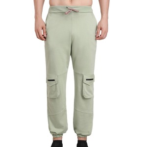 Pantalones Deportivos Cargo Verde Oliva para Hombre, Cintura Elástica con Cordón, Múltiples Bolsillos, Estilo Casual, Tejido de Punto Medio, Ropa de Otoño - Product Image 1