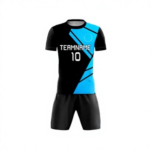 Conjunto de Camiseta de Fútbol Personalizada para Hombre, Negra y Azul, Sublimada, con Nombre del Equipo, Número 10, de Poliéster que Absorbe la Humedad, Manga Corta, para Todas las Temporadas - Product Image 4