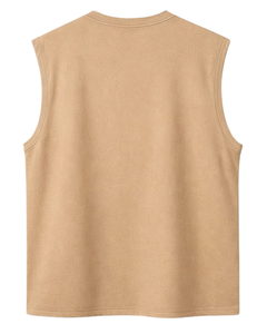 Custom <b>Khaki</b> Sleeveless Tank <b>Top</b> Men Casual Gym Vest Breathable Cotton Summer Shirt Athletic Loose Fit Sportswear Training <b>Top</b> - Product Image 6