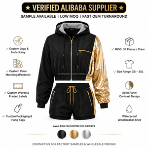 Ensemble court coupe-vent pour femmes, logo imprimé personnalisé, short à taille élastique, tissu polyester à séchage rapide, marque privée, nouveauté - Product Image 3
