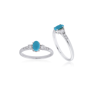Bague de fiançailles Ivaan Jewels en argent sterling 925 avec pierre précieuse turquoise et accents de zircon cubique, bijoux tendance pour femmes - Product Image 3