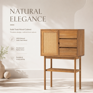 <b>Teak</b> Cabinet Manufacturer for OEM ODM Wholesale Furniture with Rattan Door Drawers Custom Solid Wood Hospitality Projects Supply - Product Image 1