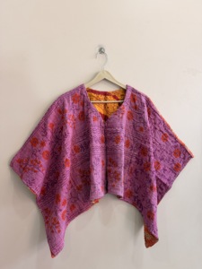 Plus Size Geometric <b>Kantha</b> Quilted Cotton Blouson <b>Jacket</b> for Women - Product Image 5